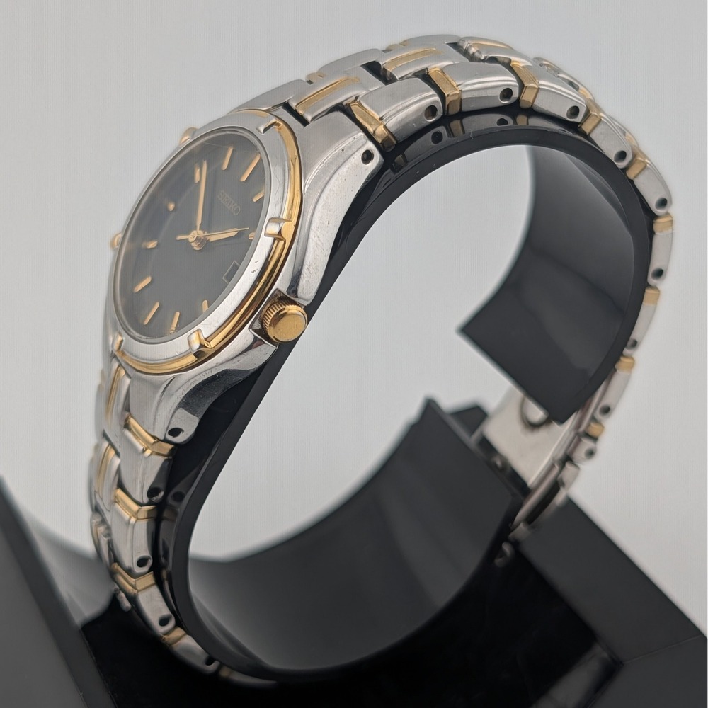 Seiko 7N82-0EN0 Two Tone Charcoal Sunburst Dial Date Watch 26mm - Picture 5 of 10